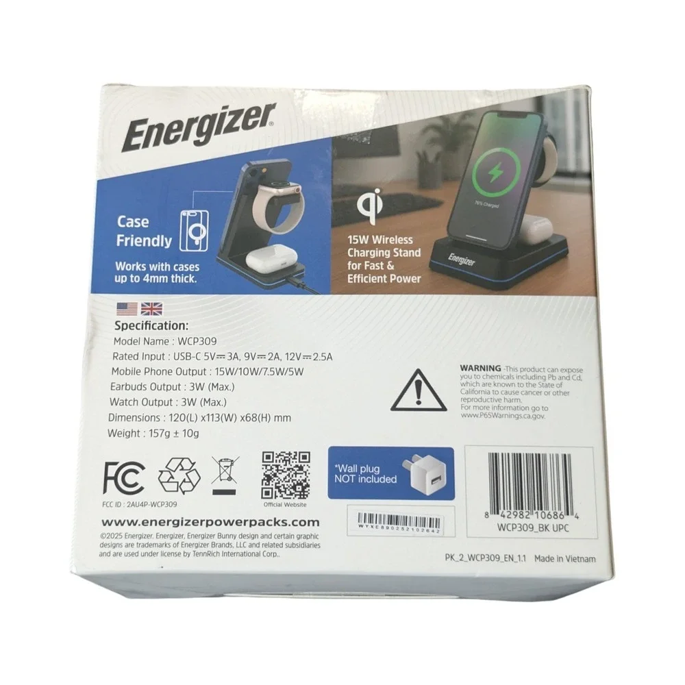 C6U Energizer Ultimate 3-Device Wireless‎ Charging Stand 15W Qi